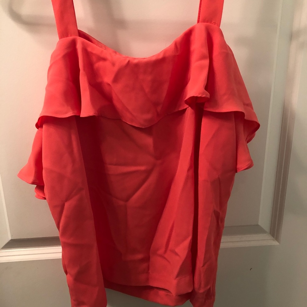 J Crew Coral Ruffle Top - Picture 3 of 3